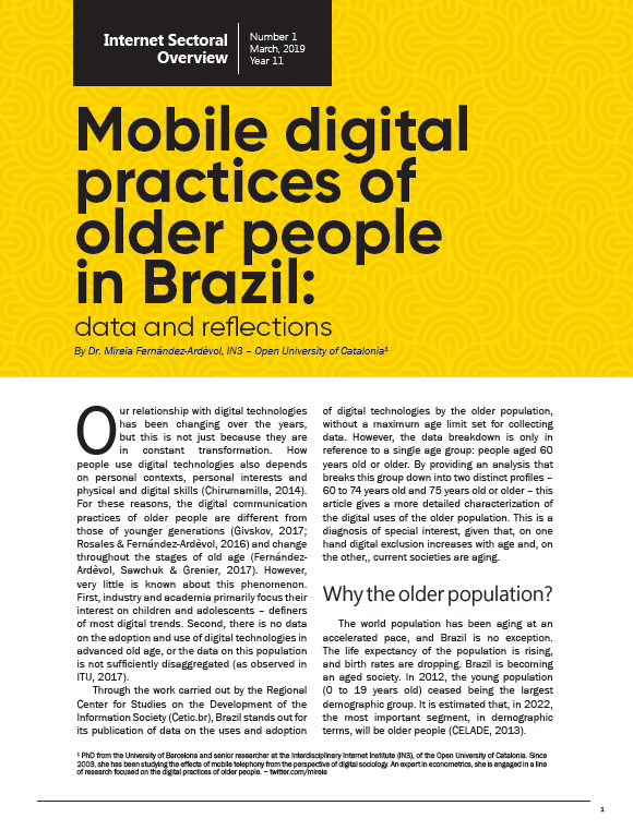 Year XI - N. 1 - Mobile digital practices of older people in Brazil