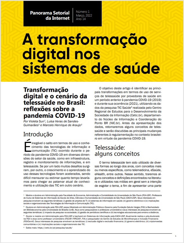 Ano XIV - N. 1 - A transformação  digital nos  sistemas de saúde